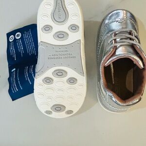 Stride Rite Silver Metallic Toddler Sneakers with White Sole
